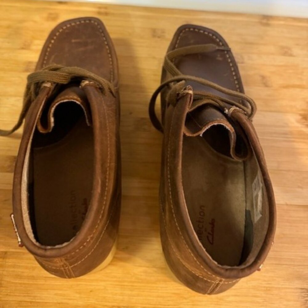 Clarks Men's Stinson Hi Chukka Boot Brown Oiled Leather – Wallabees - Picture 11 of 16